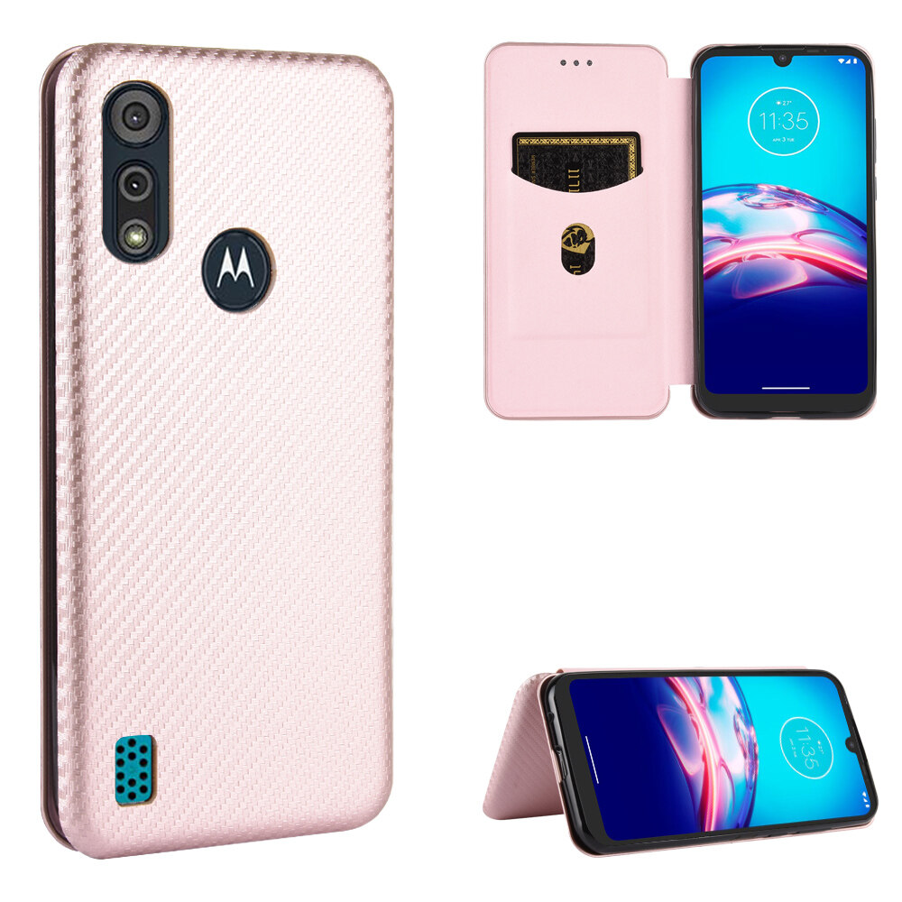 xprmy for Motorola Moto E6s 2020 / Moto E6i case carbon Fiber Magnetic Flip Wallet ShockProof Phone Case