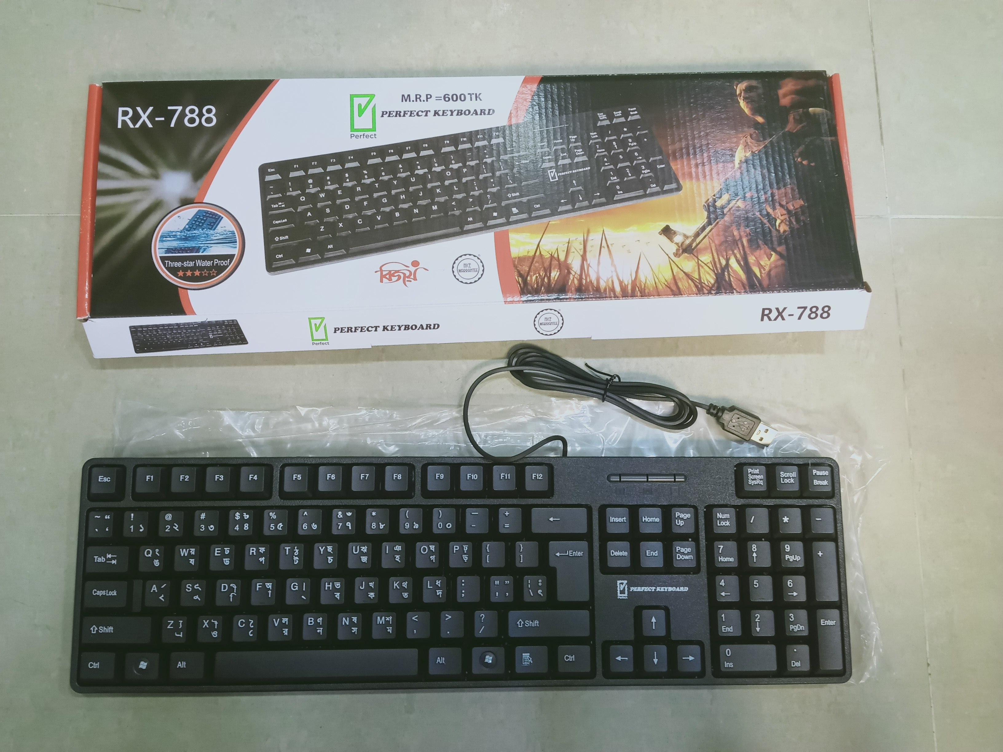 PERFECT RX-788 Comfortable Wired Keyboard With Bijoy-Bangla Ease of Use Minimal Maintenance and Unique Typing Experience For Office Home Laptop Desktop Lindaa. 