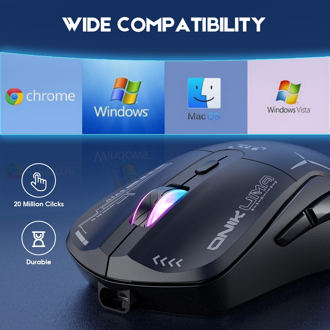 ONIKUMA CW917 RGB Dual Mode Wired + 2.4GHz Wireless Mouse. 
