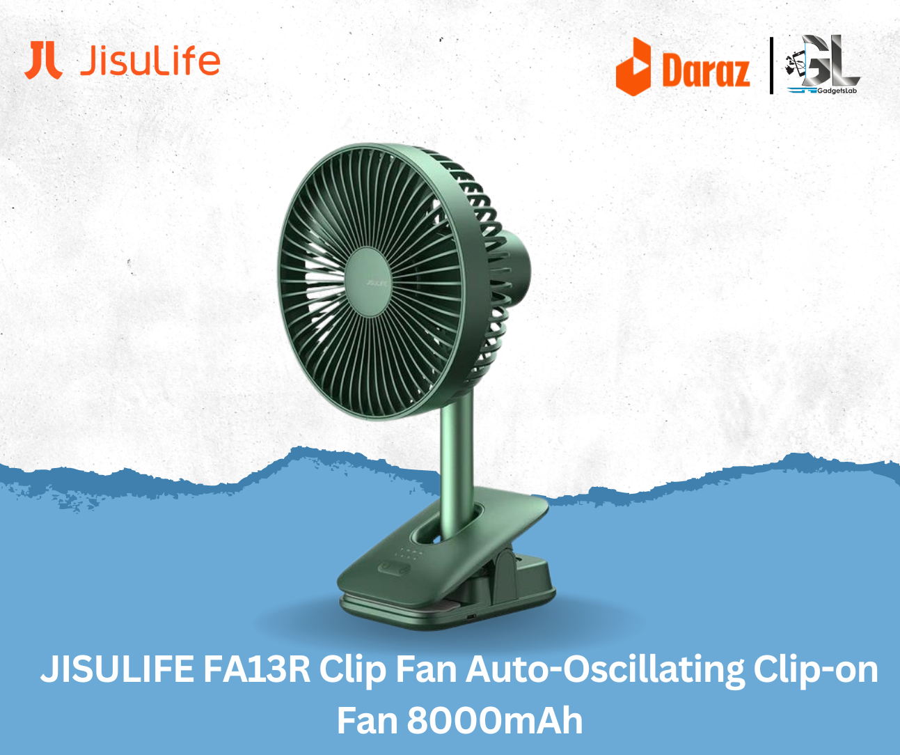 JISULIFE FA13R Clip Fan Auto-Oscillating Clip-on Fan 8000mAh