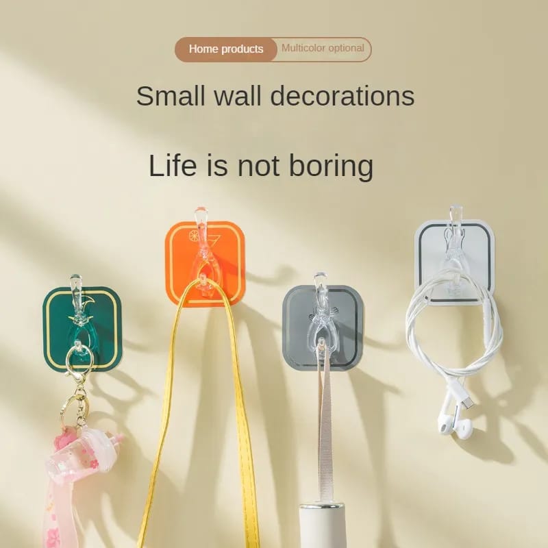 6pcs Heavy Duty Waterproof Sticky Hooks: Clear and Discreet Wall Hooks for Bathroom, Kitchen, and Office Tapestries & Hangings. 