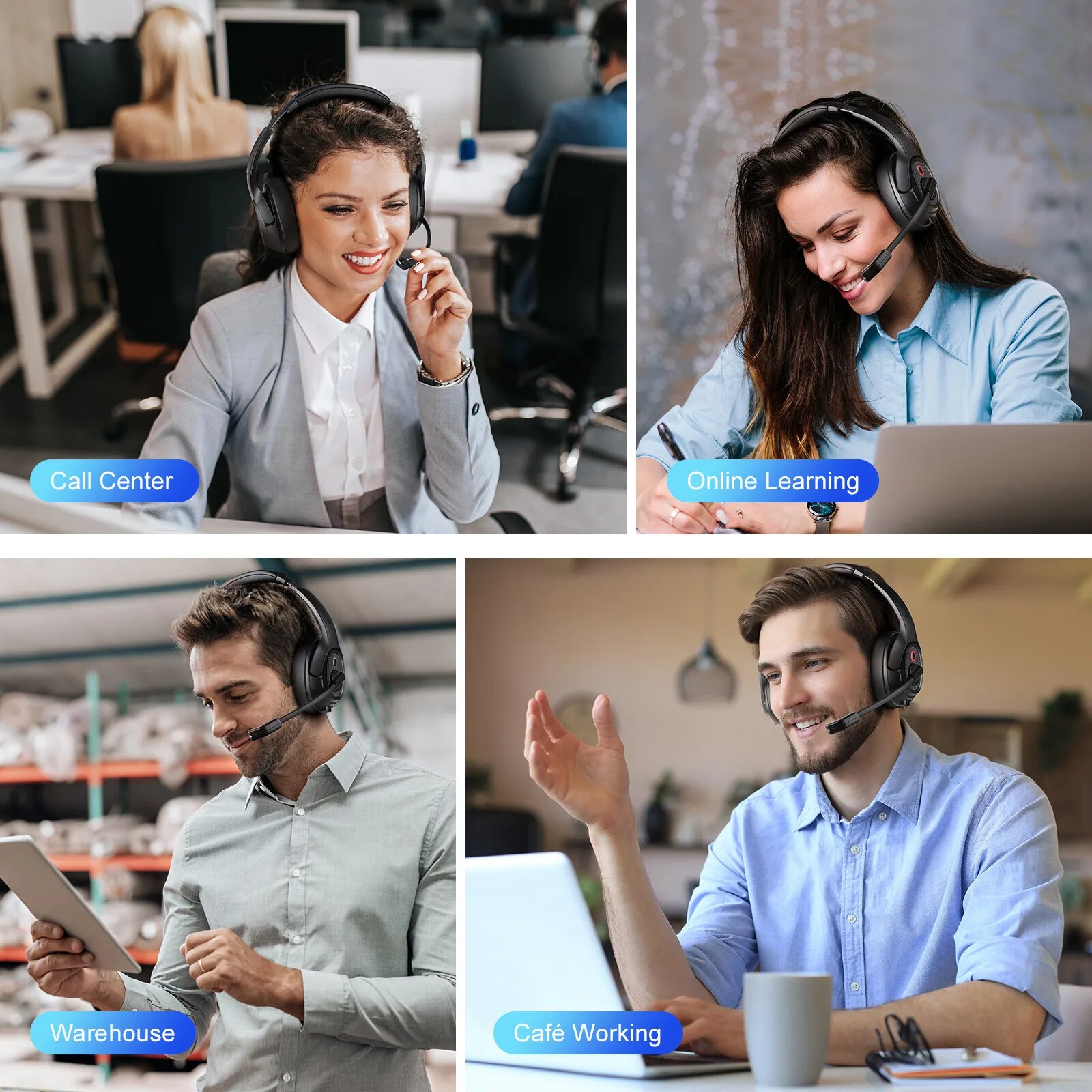 EKSA H6 Wireless Headphones Bluetooth 5.0 Headset with USB Dongle ENC Call Noise Cancelling Mic 30H Playtime For Office Computer. 