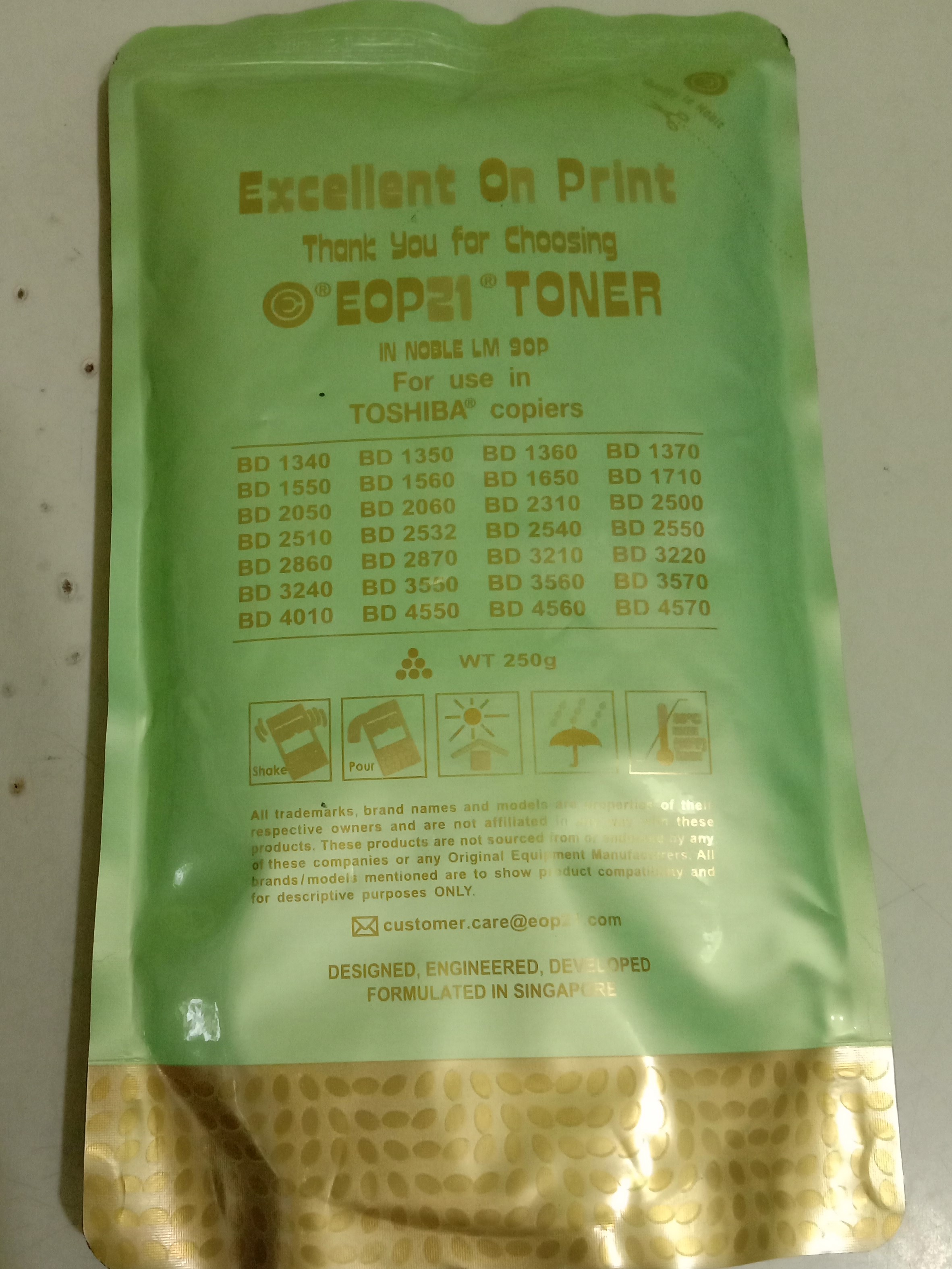 Toner For T-o-s-h-i-b-a Analog Photocopy machine  2060,2030,2860 etc, (E-O-P-21) Poly, 250g. 