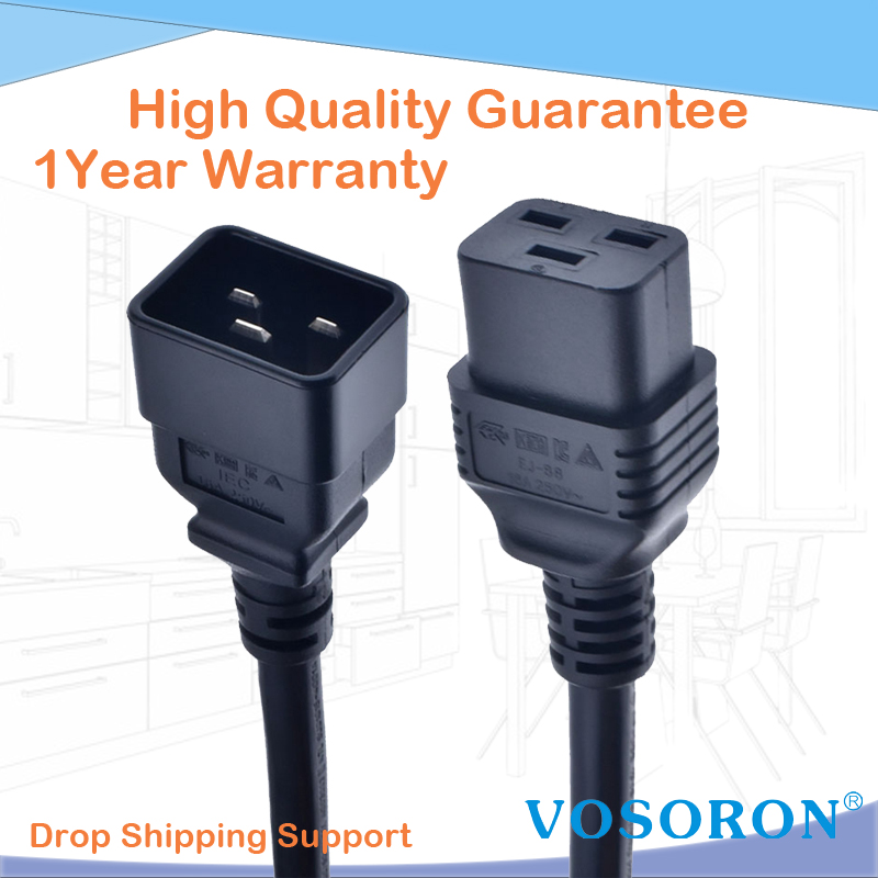 C19-C20 Power Cord 16a 250v 3*2.5mm C20 Male Plug To C19 Female Socket Pdu Ups Server Power Extension Cable. 