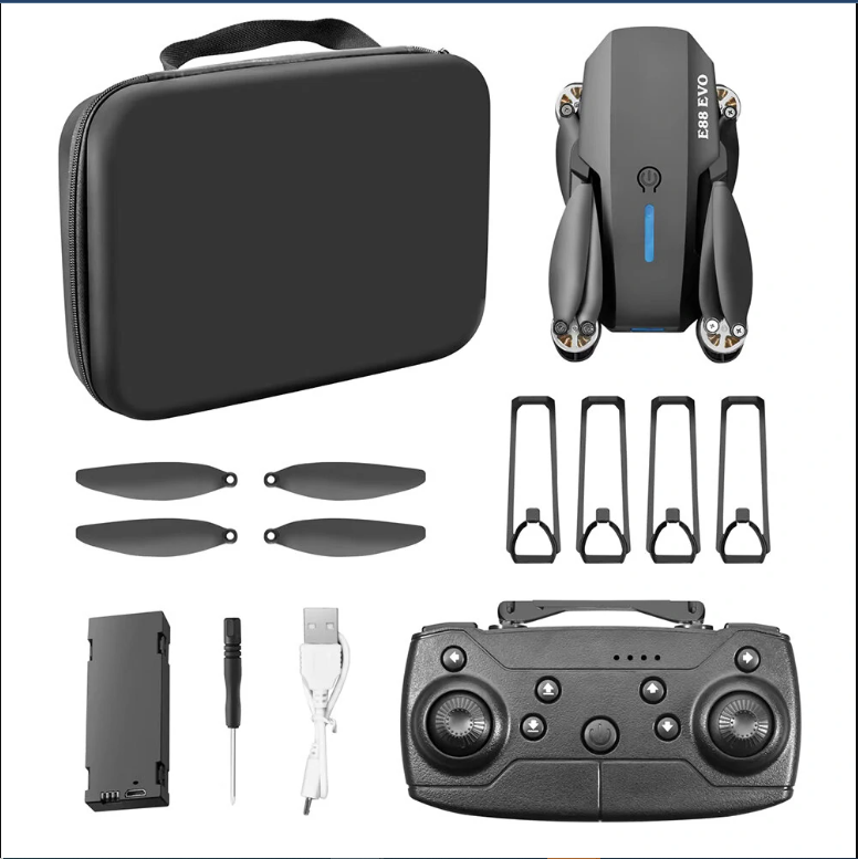 FLH-E88 Max Mini Drone, Duel Camera , Duel Battery Brashless 4K HD Dual Camera Intelligent Following UAV Dron Headless Mode Optical Flow Hover Professional FPV RC Drones E88. 