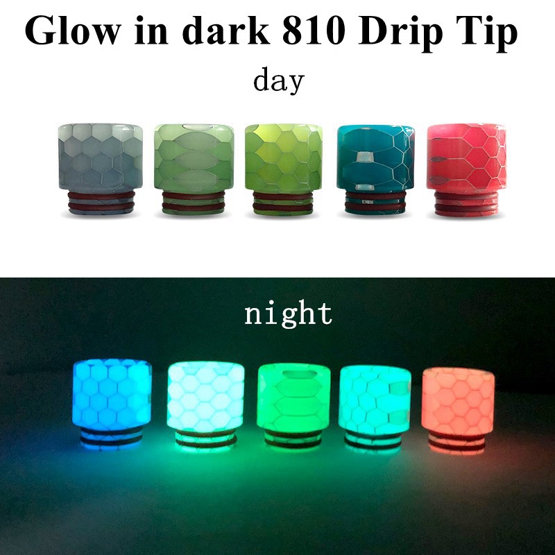 【Ship Today】 810 Mouthpiece Snake Skin Resin Drip Tip Driptips Mothpiece Glow In The Dark. 