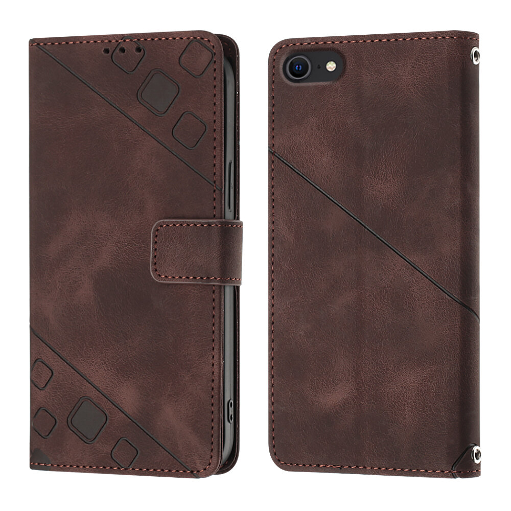 Casing For iPhone SE (2022) SE 2020 / iPhone 8 / iPhone 7 Case Fashion Square Pattern Flip PU Leather Phone Case Stand Card Slots Wallet Case Shockproof Folio Protective Cases Cover. 