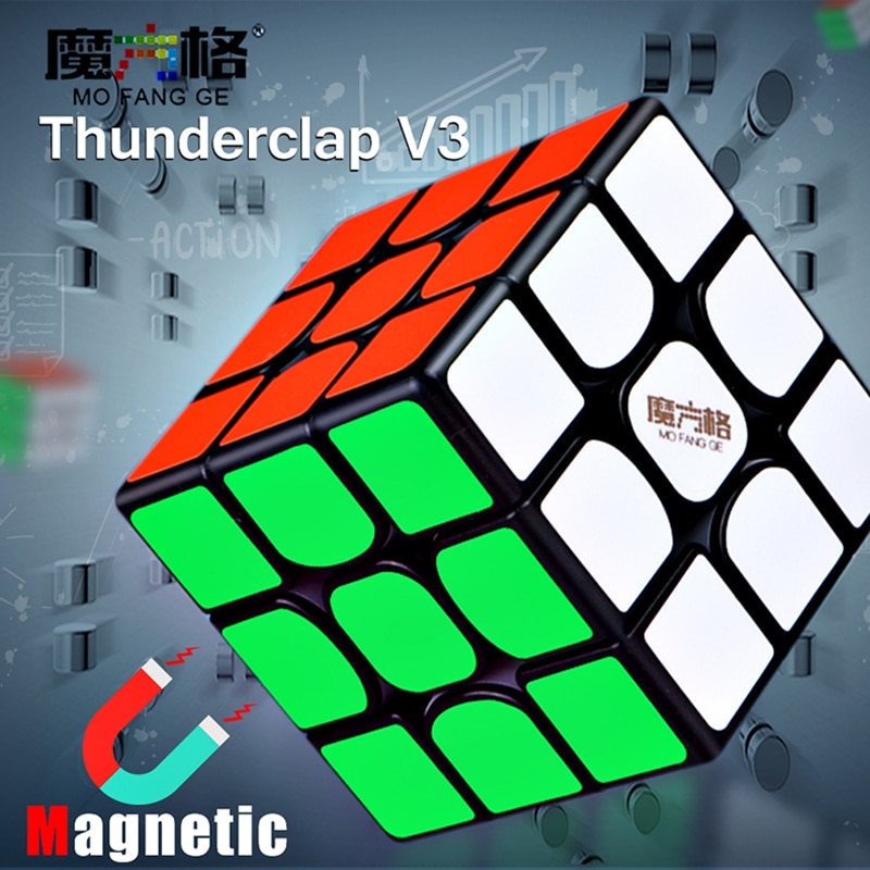 【happy one】Global MoCube Qiyi Thunderclap V3 3x3 Black Speed Cube MoFangGe V3 Magnetic Speed Cube. 