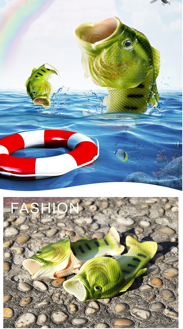 Funny Fish Slippers for Men Summer Family Beach Shoes Slides Large - Main Image