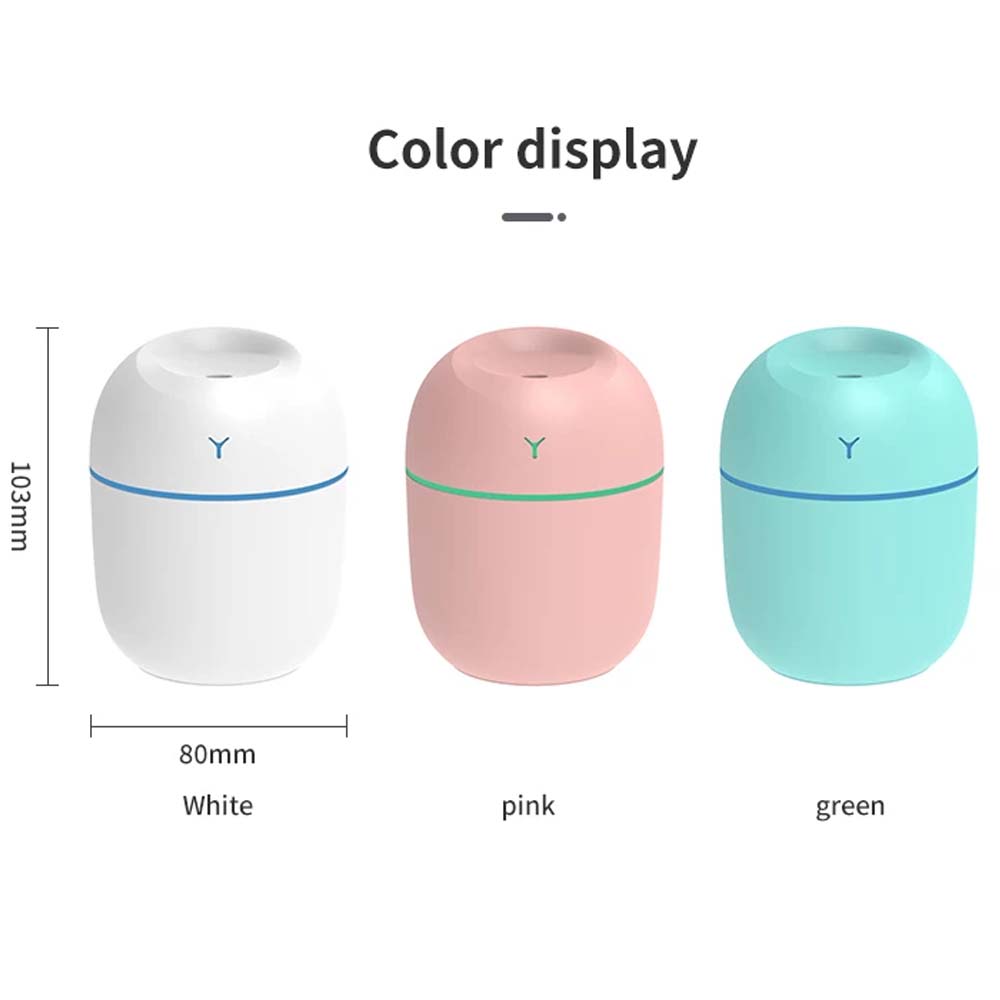 Humidifier Aroma Oil Diffuser Ultrasonic Mini USB Cool Mist Humidifier with Colorful Night Light for Home Car 220ml. 