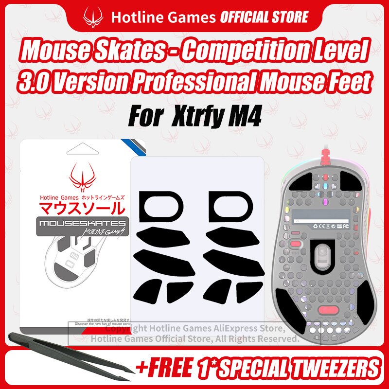 2sets Hotline Games 3.0 Mouse Skates Mouse Feet Replacement for Xtrfy M4 Gaming Mouse,Smooth,Durable,Glide Feet Pads. 