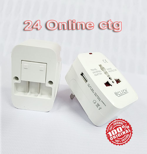 Click, 1 USB Port World Travel AC Power Charger Universal Plug Adapter, US Plug to UK/US/AU/EU/CA converter Dual-Purpose. 