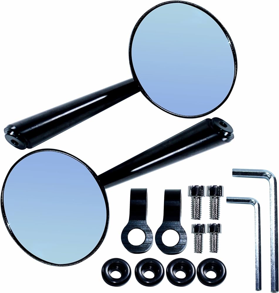 CNC Alloy Stylish Design 2-Verson Circle Anti Glare Mirror for Motorbike Rearview Side Handle Bar End Mirrors For All Universal Bikes. 