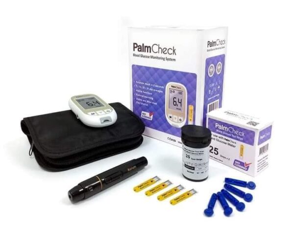 PalmCheck Blood Glucose Monitoring System-10 Years Replacement Warranty-Diabetics Test Machine-Glucose Test Meter-Glucometer. 