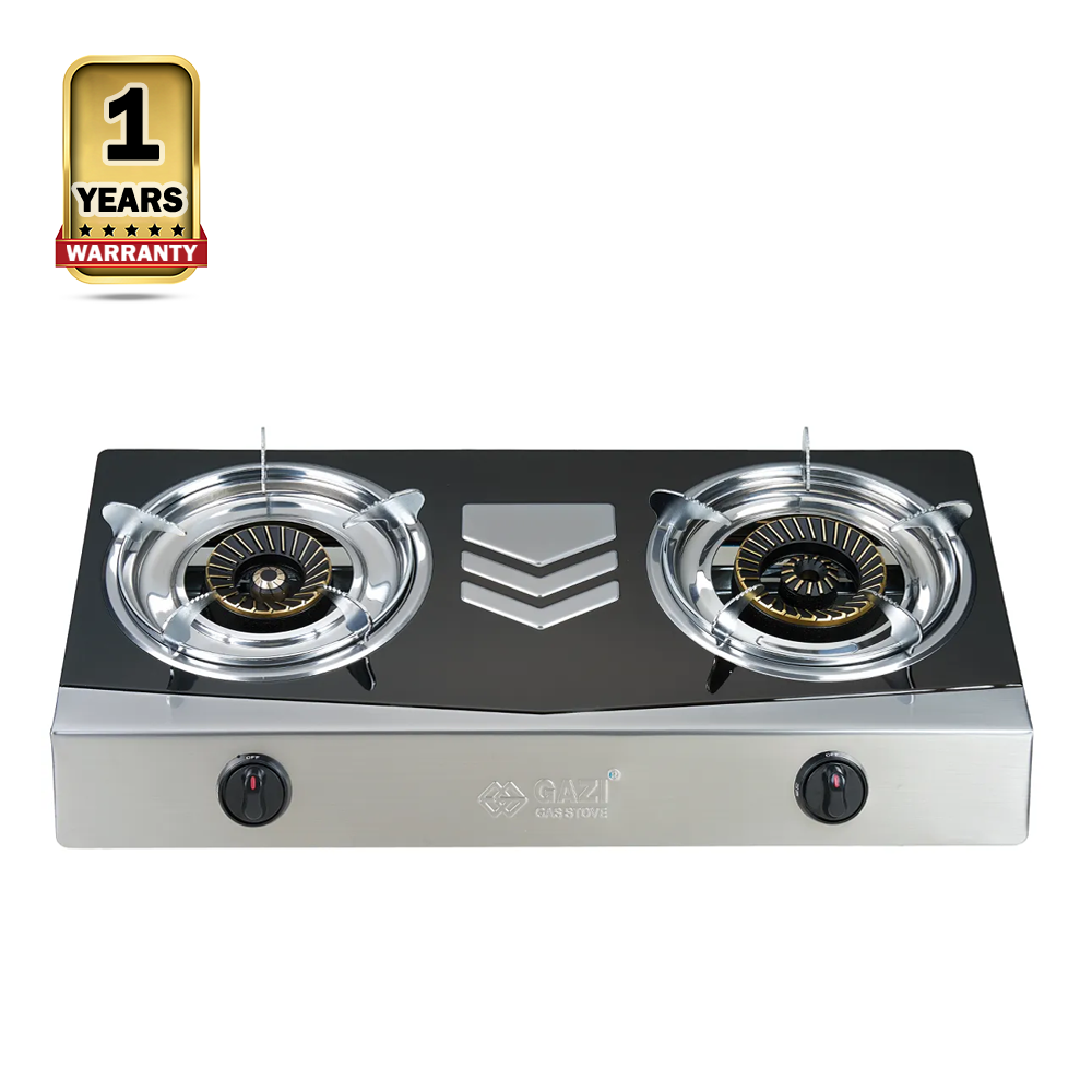 Gazi GST215C NG/LPG Double Burner Gas Stove Black and Silver Daraz