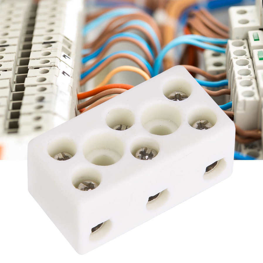Ceramic Wire Connector 10pcs 3 Way 24A Terminal Block High Temperature Resistant. 