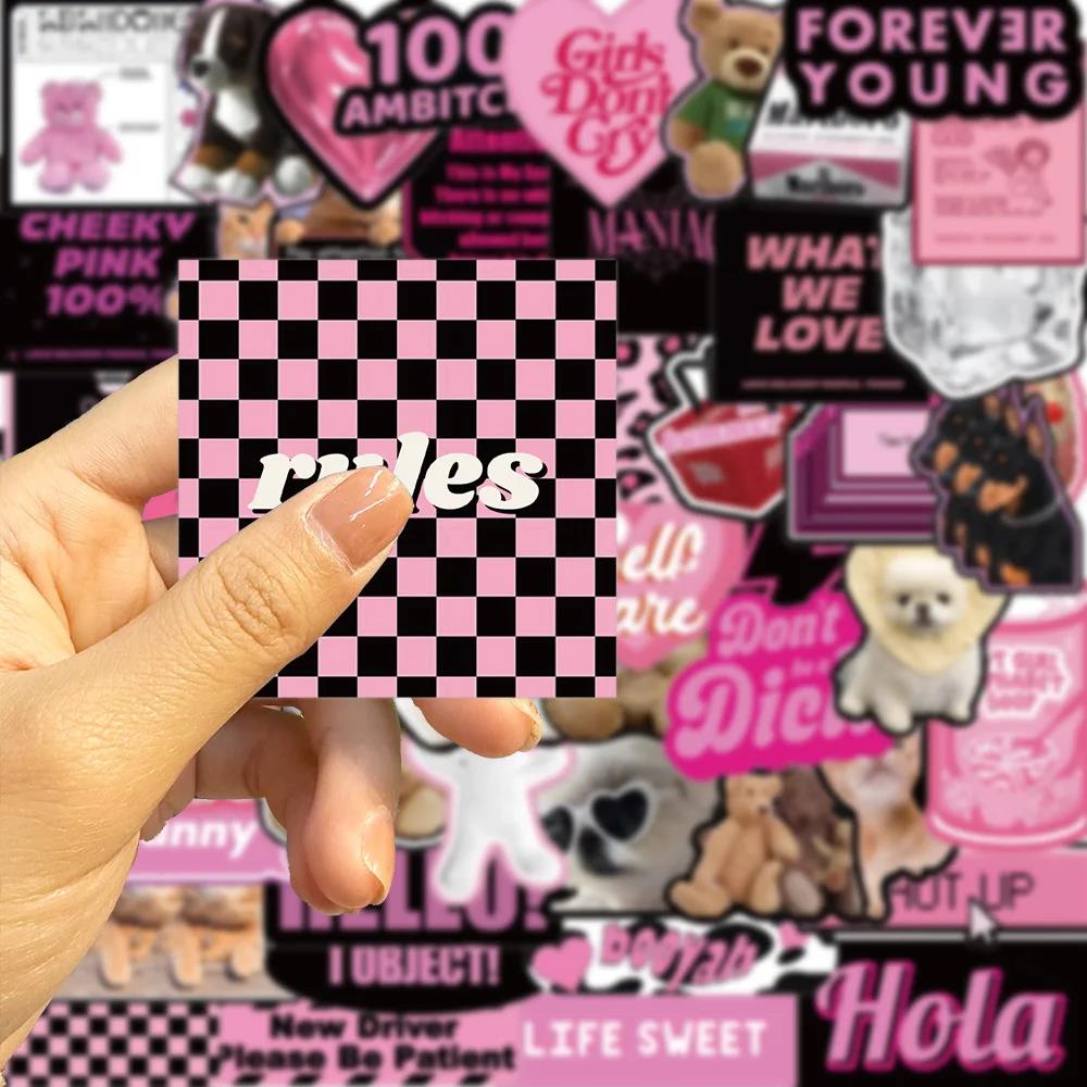 53pcs Cute Animal Pink Egirl Charm Y2K Stickers Aesthetic for Scrapbooking Diary Phone Luggage Waterproof Sticker Decals. 