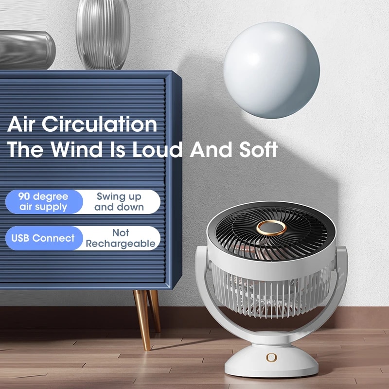USB Air Circulation Electric Fan Non Rechargeable Table Desktop Portable Wall Mounted 360 Degree Rotation with Light for Home. 