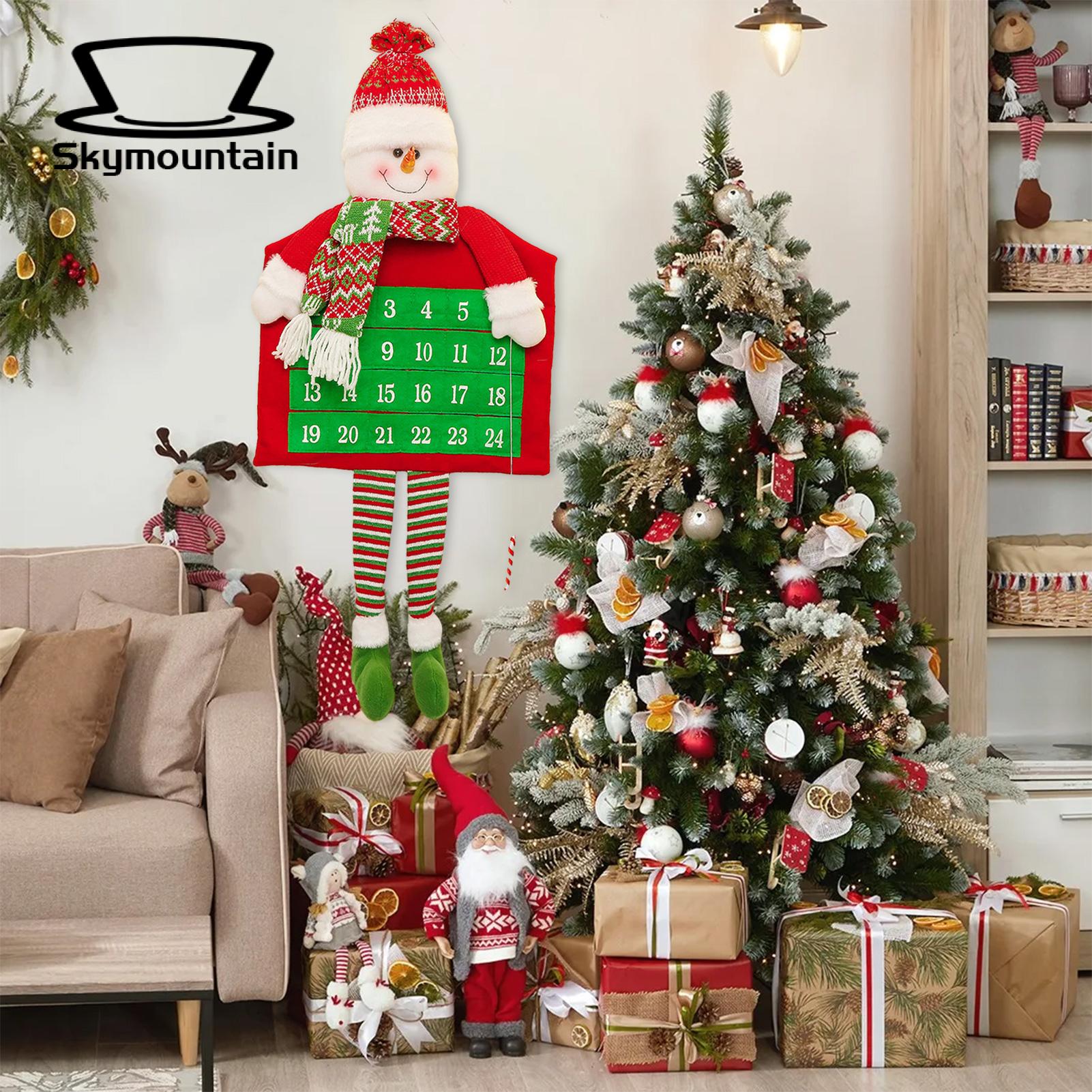 Christmas Countdown Calendar Christmas Calendar 24 Day Advent Red White Santa Snowman Non-woven Xmas Countdown Decoration Unique Christmas Countdown Calendar. 
