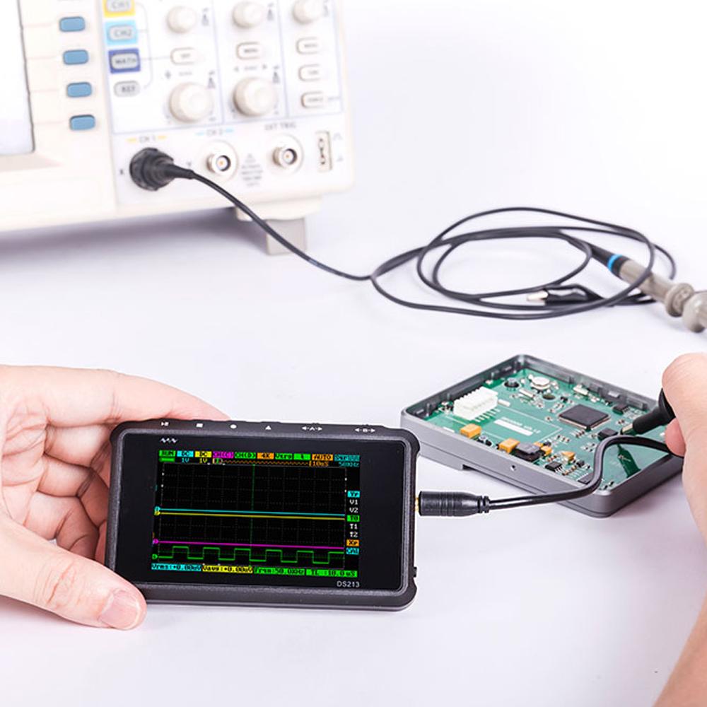KOGEEK Mini DS213 Digital Ultralight Oscilloscope USB Rechargeable Handheld Oscilloscope Kit of 15MHz Analog Bandwidth 100M Sampling Rate 400*240 Resolution. 