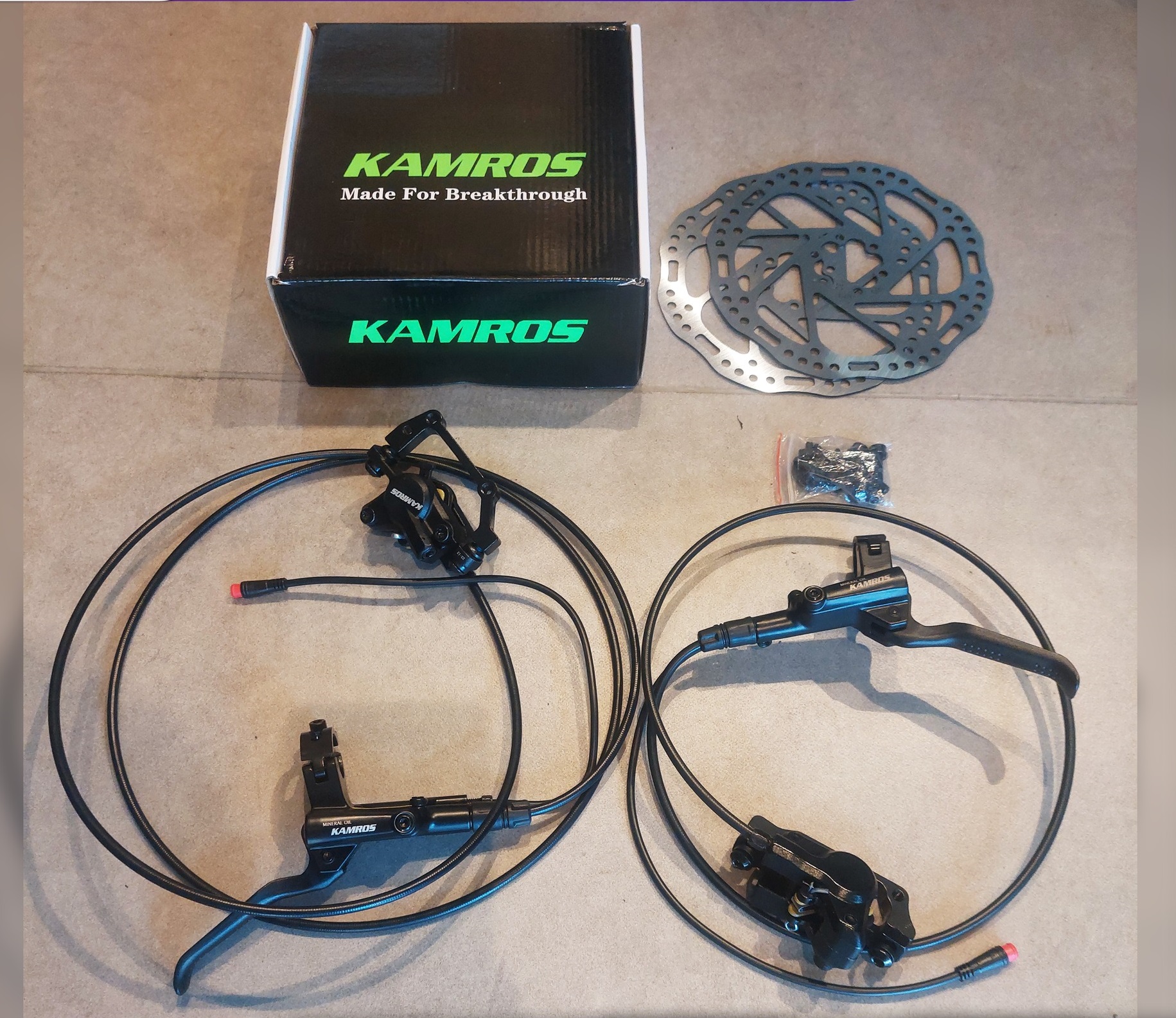 Kamros Hydraulic Brakes with Rotor Set FRONT & REAR Full set 2pc Disc Free. 
