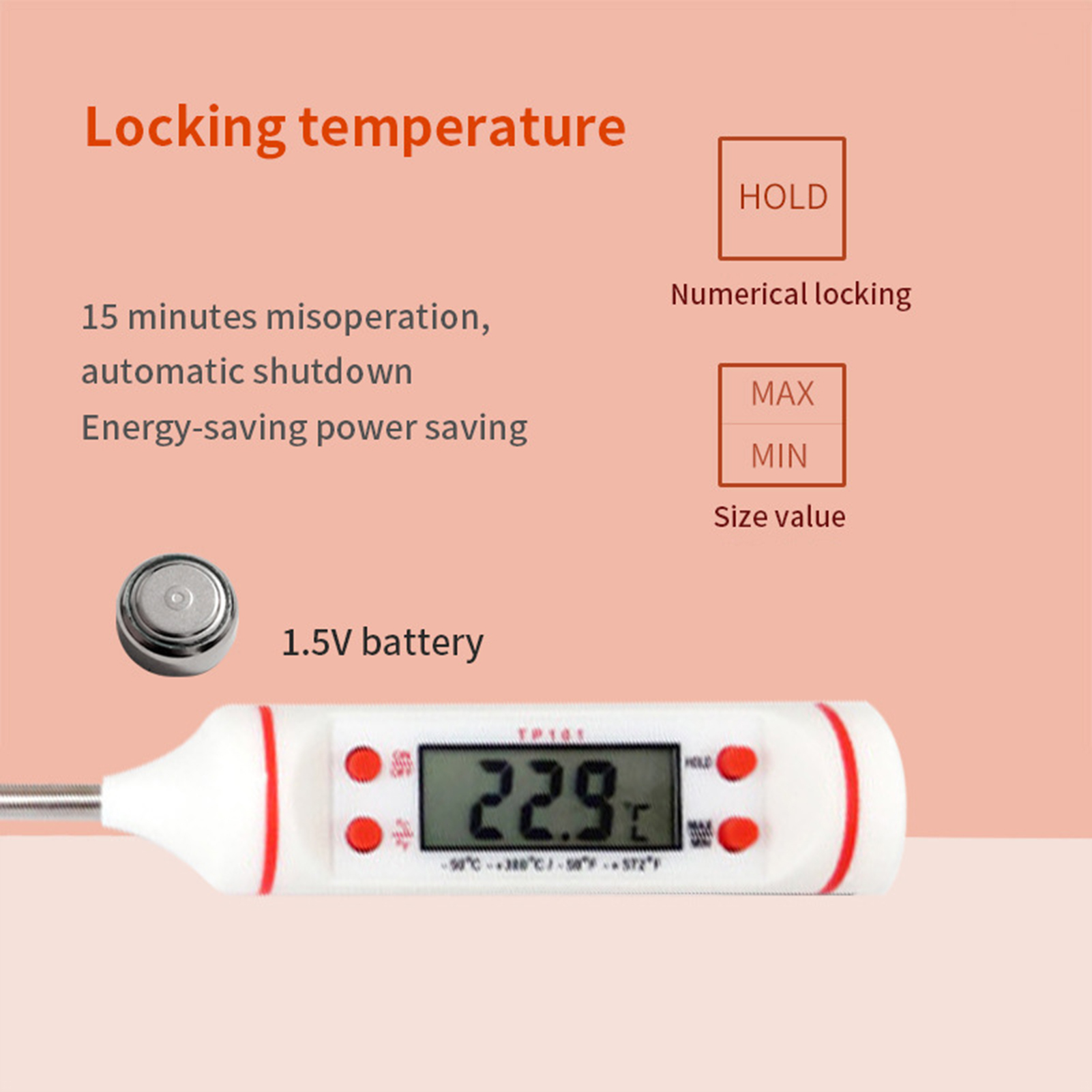 Food Thermometer Data Lock Instant Read Food Temperature Tester. 