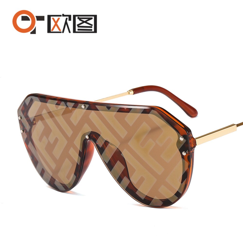 【happy one】black-teanew arrival women big oval fashion fendii sunglasses oversized festival oculos de sol feminino. 