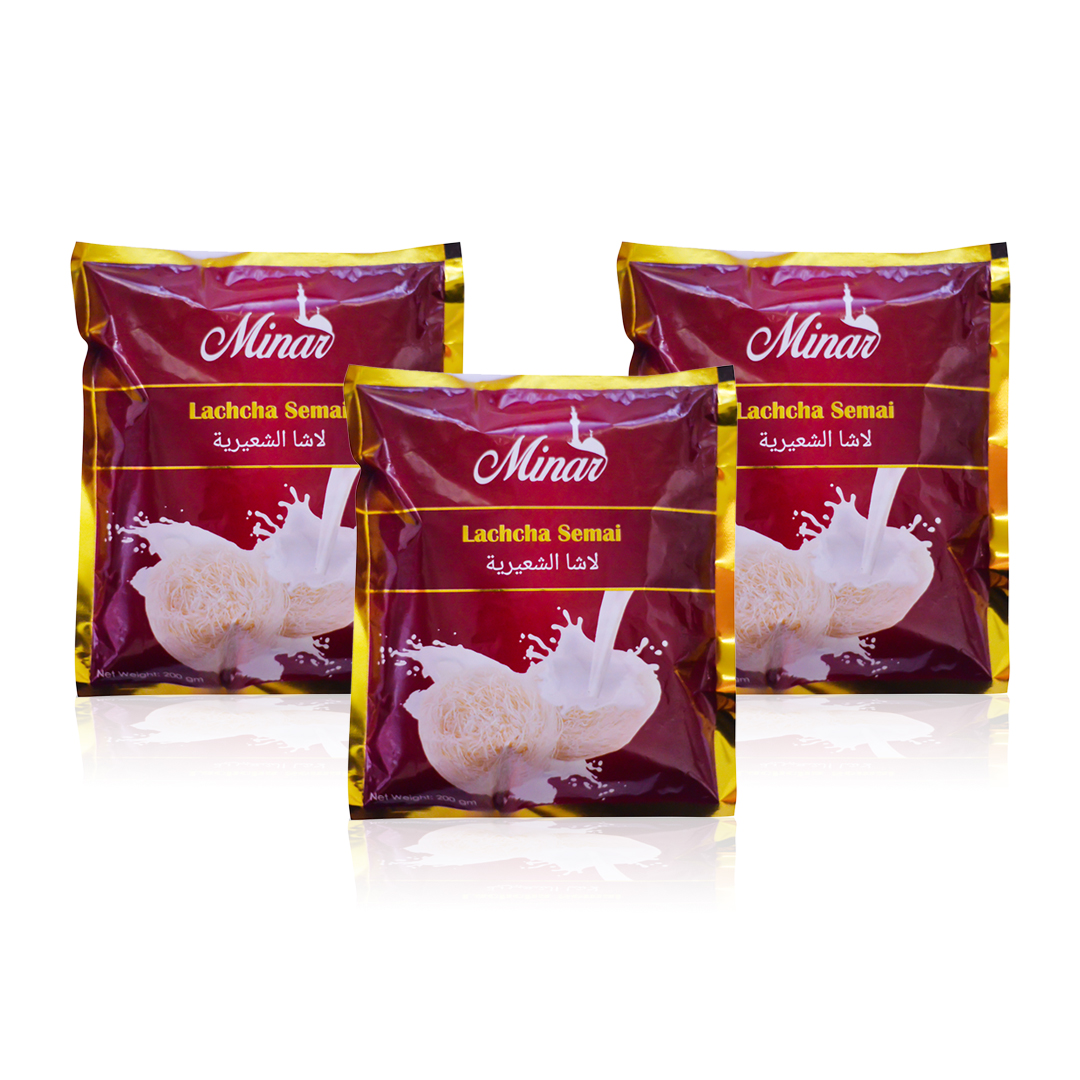 Minar Lachcha Semai- 200 Gm Each Packet- 3 Packets Semai-By Gq Foods Ltd.. 