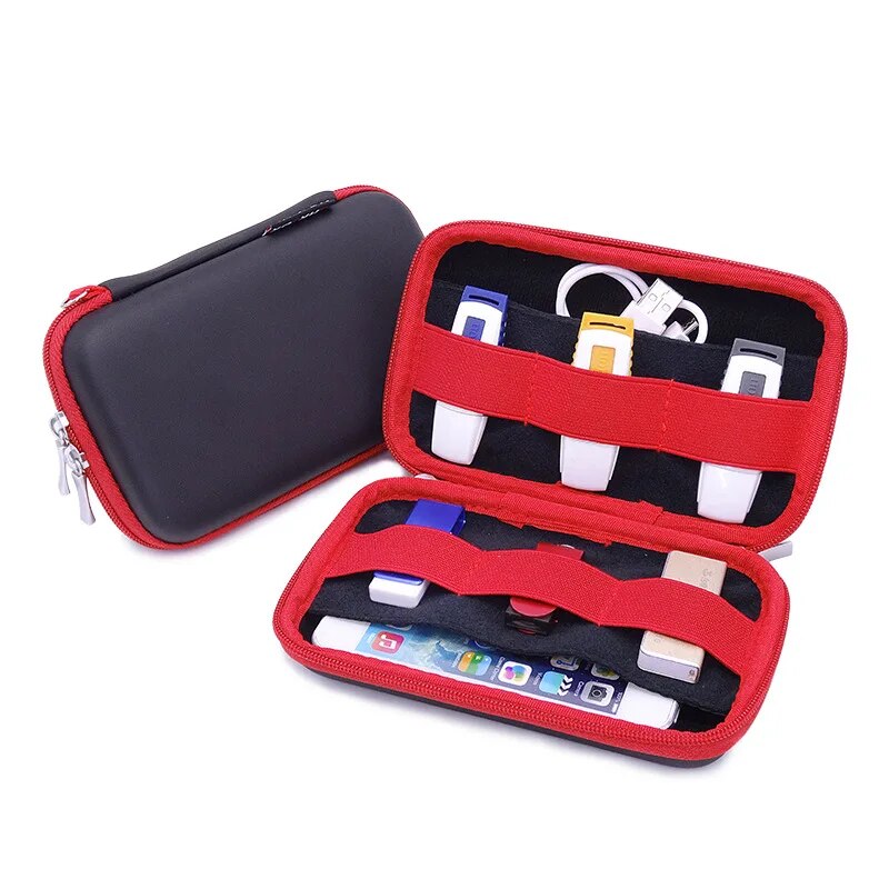GHKJOK Carry external hard drive Case Organiser Small, Multiple USB Sticks, Memory Cards, Cables Smart Mobile Phone Cables. 