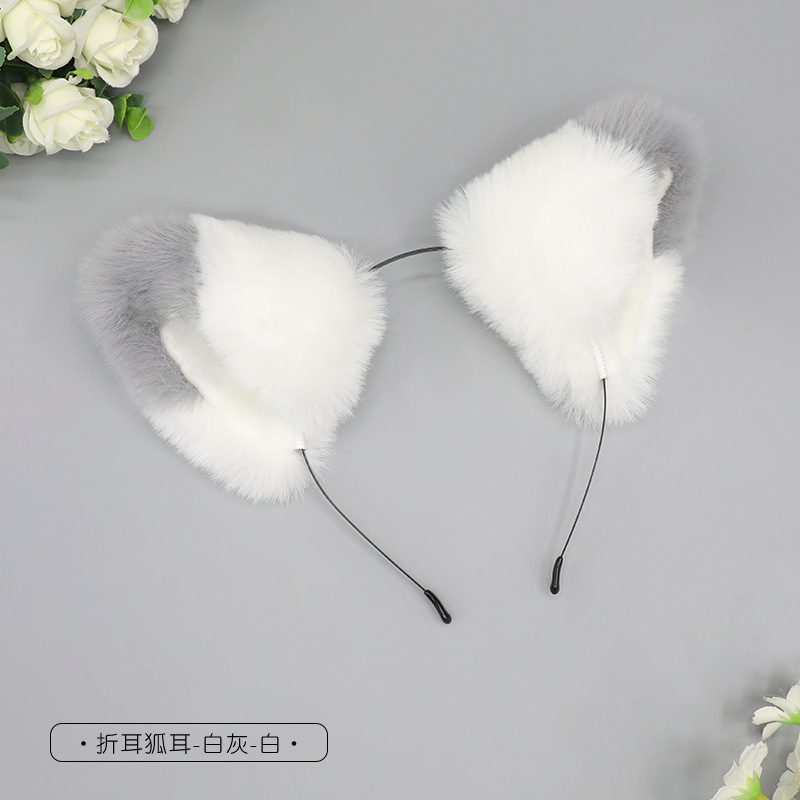 A handmade Japanese cute Lolita plush KC fox ear headpiece, animal ear accessories, cat ear headband