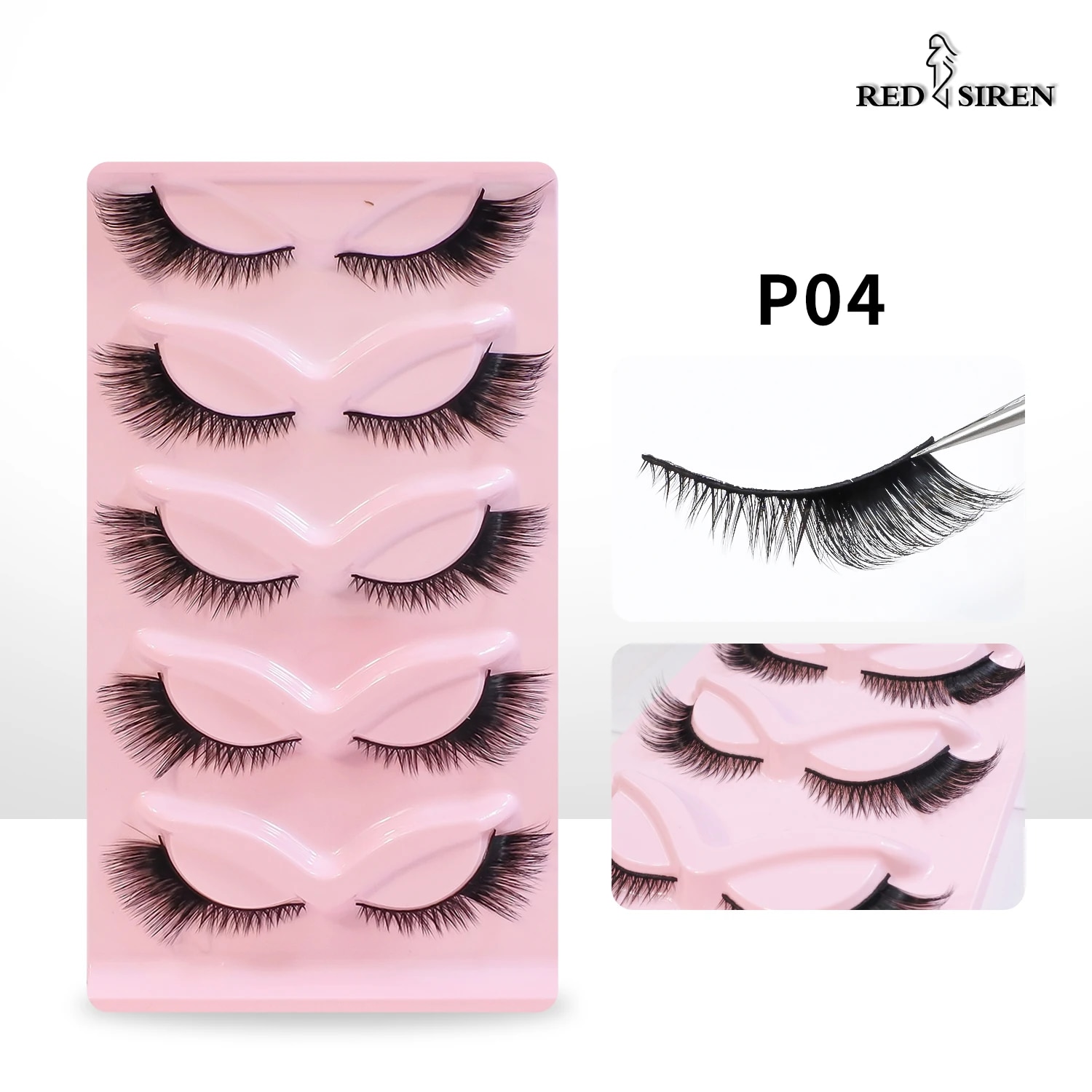 RED SIREN Eyelashes Makeup Winged Cat Eye Lashes 5/10 Pairs Soft Natural Eye Lashes. 