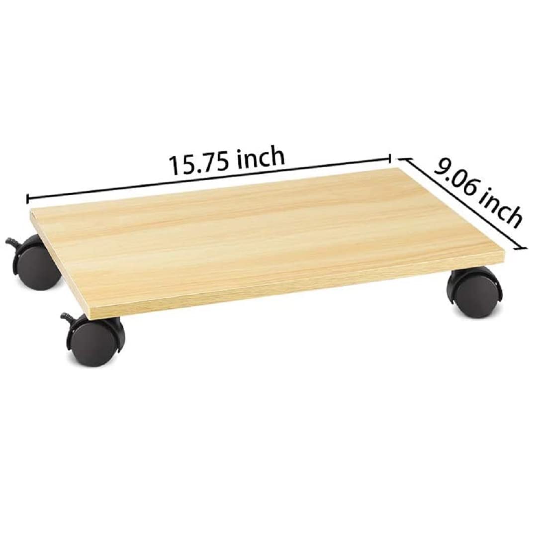 Heavy Duty Wooden CPU Trolley Computer Desktop Tower Stand with Locking Wheels,Multicolo. 