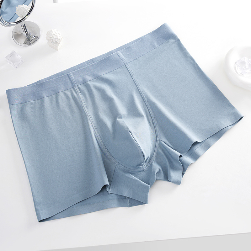 Men's Underwear Pure Cotton 60 Combed Seamless All Cotton High-End Breathable Boxer Men's Pants Head Genuine Goods Mid-Waist Boxers