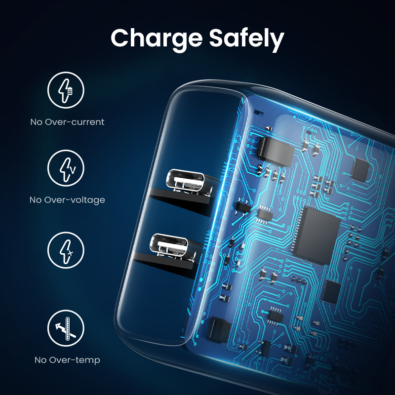 UGREEN USB C Charger 40W Dual USB C PD Fast Charger Block 2-Port 20W USB C Power Adapter Foldable Plug Compatible with iPhone 12 Mini 12 Pro Max SE 11 Pro XR iPad Pro AirPods Galaxy S10 S9 and More. 