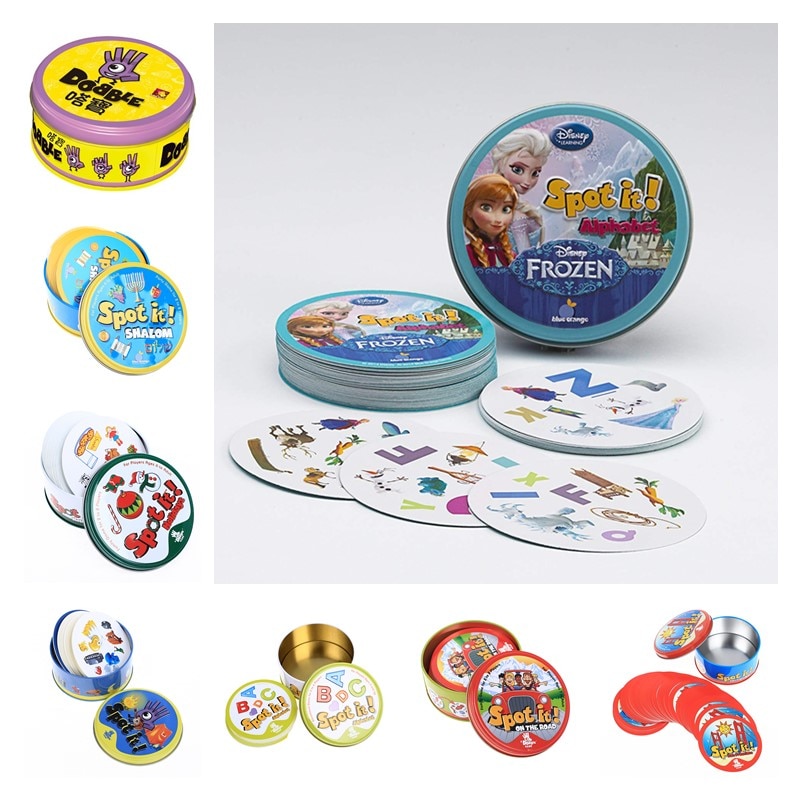 Frozen Spot It And Dobble Card Game Table Board Game For Dobbles Kids Spot Cards It Go Camping Metal Tin Box Toys. 