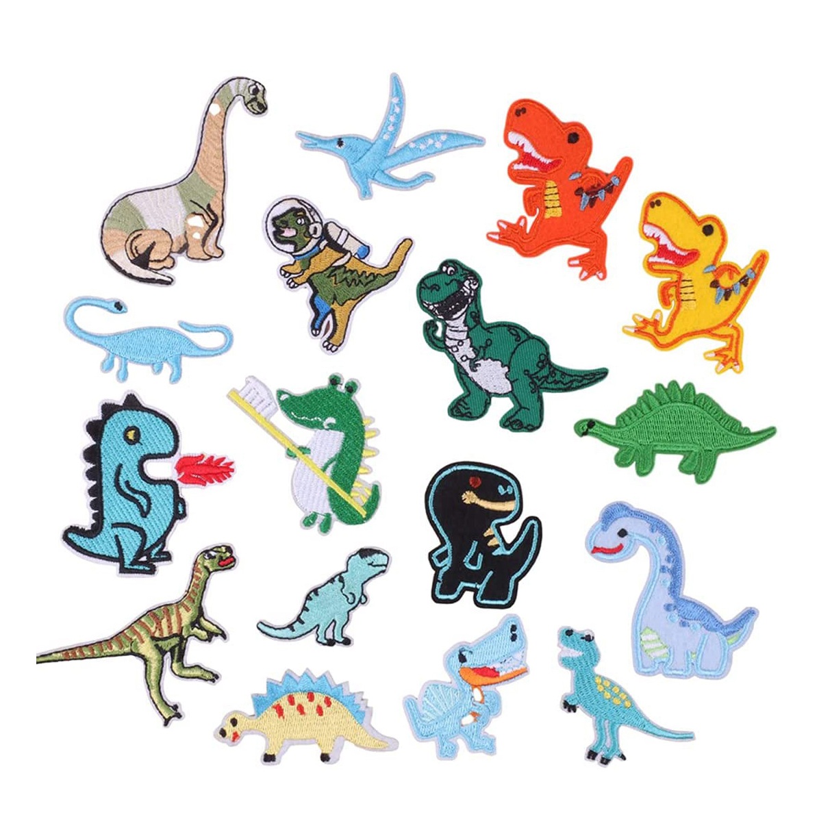 17 PCS Dinosaur Ironing Patch Embroidered Sewing Patches for Clothing