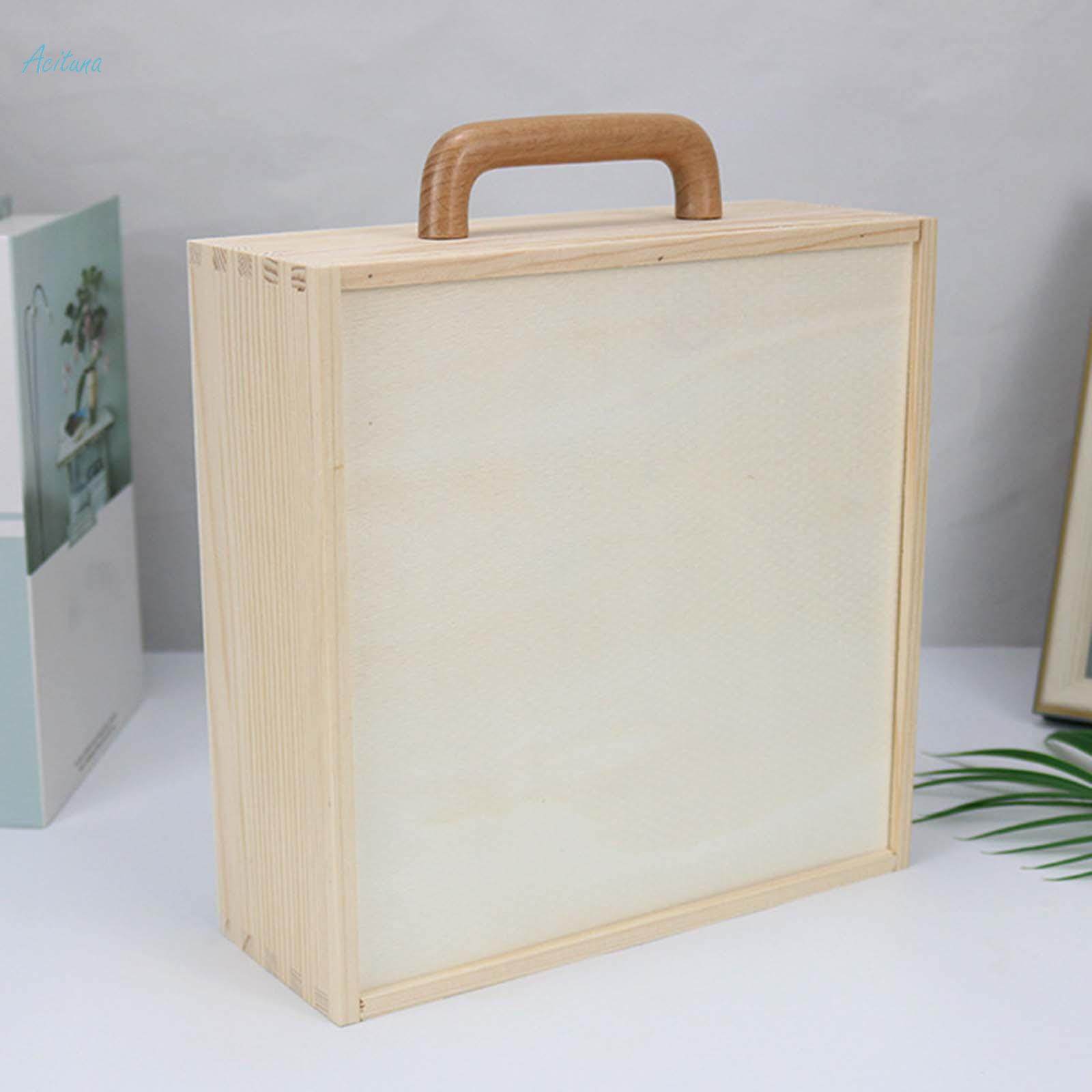 Wooden Box with Handle, Wooden Boxes for Crafts, with Lid Empty Portable Wooden Gift Boxes for Presents, Trinket Box for Wedding DIY Home Decor. 