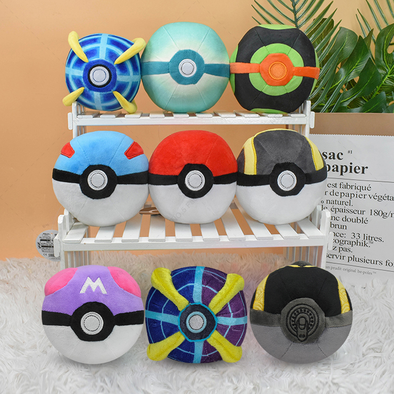 9Styles Pokemon Plush Pokeball Stuffed Toy Master Ball Poke Ball Great Ball Beast Ball Dusk Ball Hisuian Ultra Ball Peluche Doll