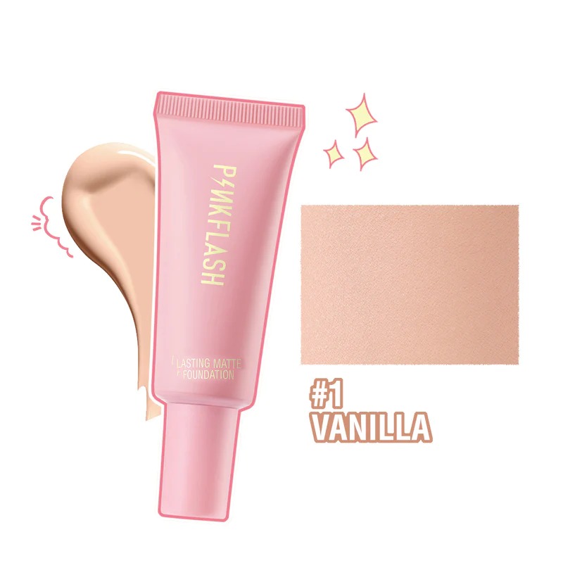 Pink Flash Long Lasting Waterproof Matte Foundation - Vanilla- Shade-01