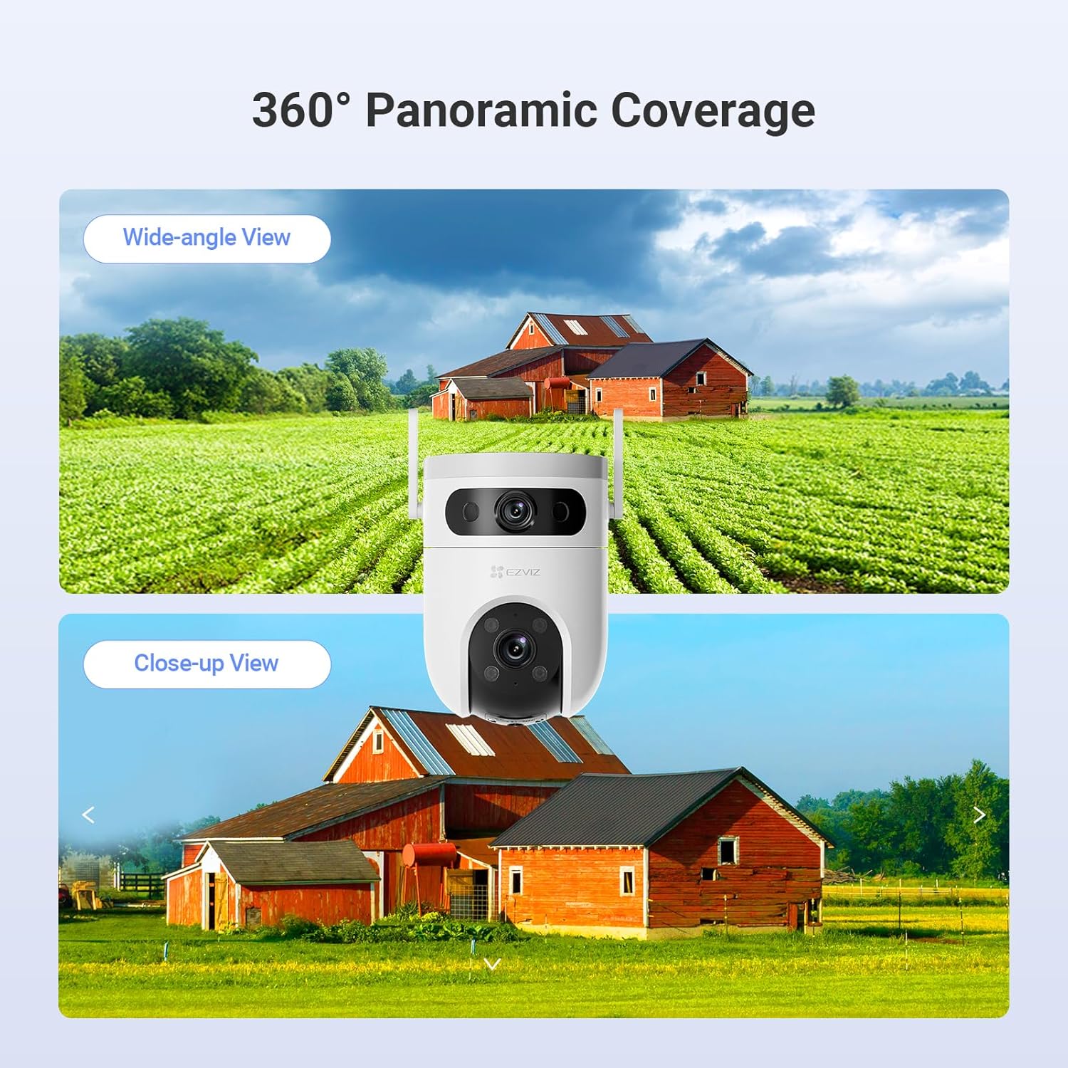 Ezviz H9C 3MP Dual-Lens Pan & Tilt Wi-Fi IP Security Camera Weatherproof Design Upto 512GB Support. 