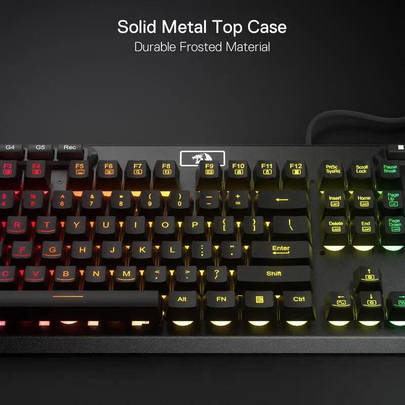 Redragon K513 RGB Membrane Gaming Keyboard, Standard 104 Keys Linear Wired Mechanical-Feel Keyboard. 
