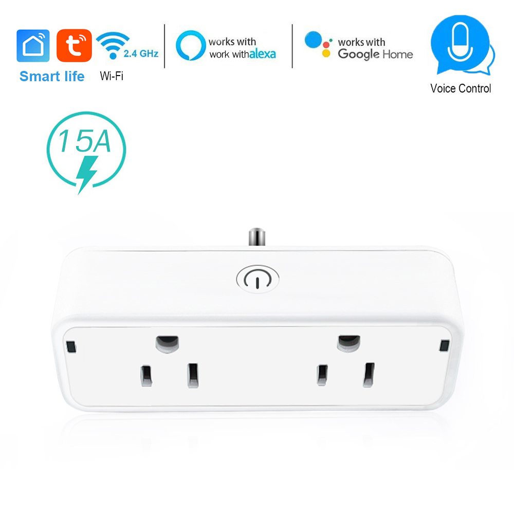 Smart Plug Dual Wifi Plugs 2 in 1 Extenders Socket Works with Alexa Google Home Smart Life App No Hub Required Schedules