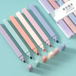 6 pcs/Pastel highlighters/Stationery/Pastel markers/Water-based markers/Inexpensive text highlighters f0643