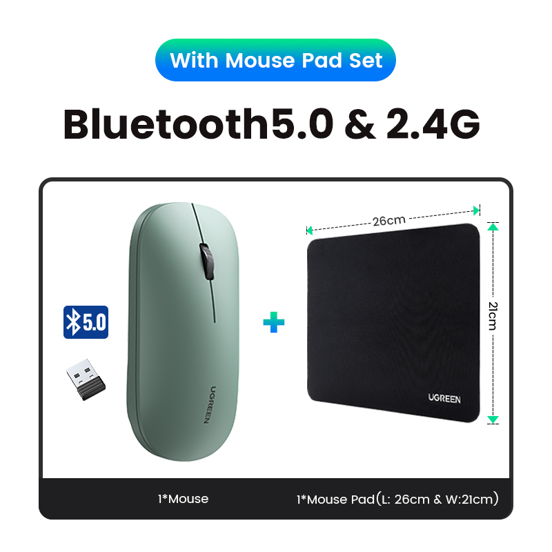 UGREEN Mouse Wireless Bluetooth 2.4G Silent Mice 4000 DPI Left Right Hand For MacBook Tablet Computer Laptop PC Wireless Mouse. 