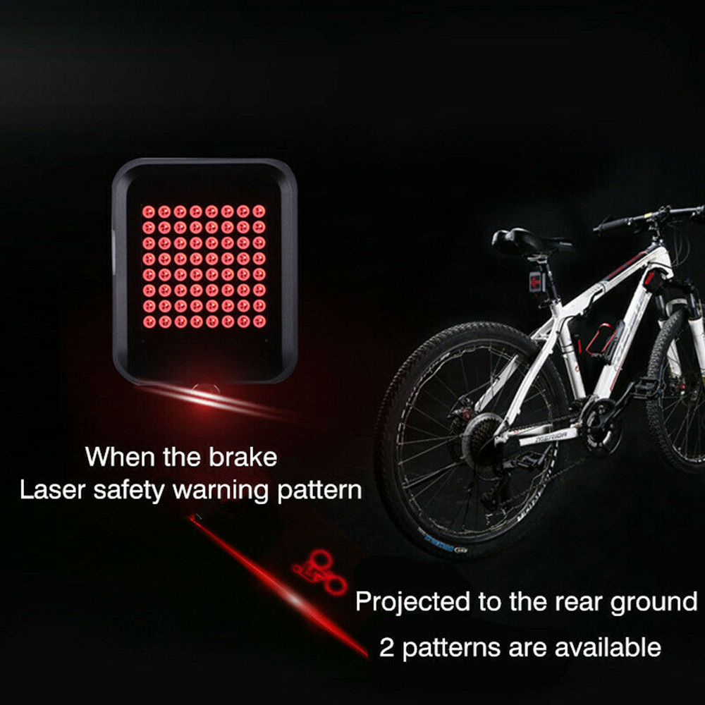 64 LED Bicycle Turn Signals Light Automatically Rear Laser Bike Tail Light USB Charging. 