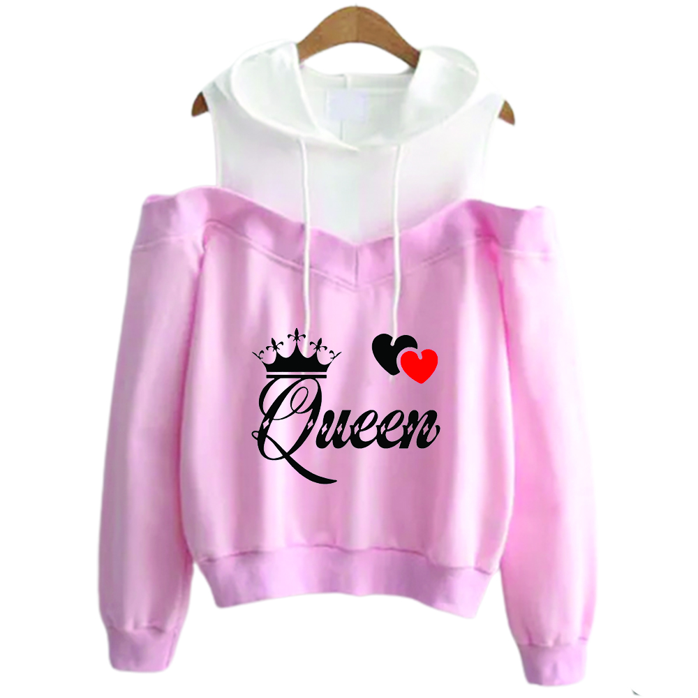 Off-shoulder Hoodie Sexy Women Fashion Sweatshirt Pullovers ( Queen)