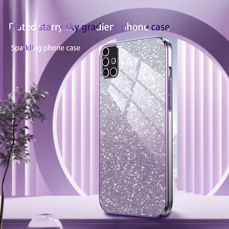 AnDyH Phone Case for Samsung Galaxy M51 Flash Powder Gradient Plating Casing. 