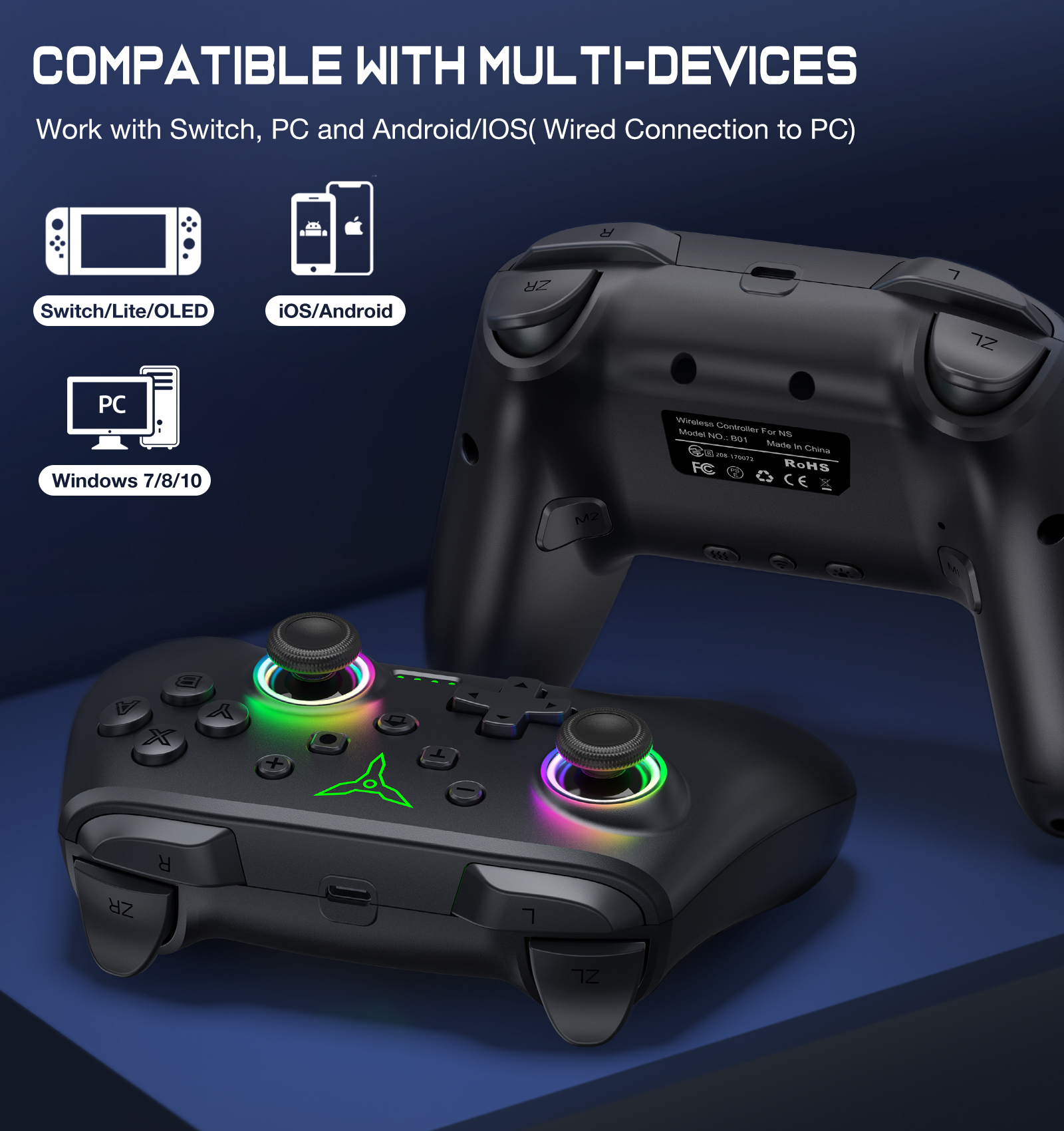 PC Pro game/ios has Lite/A OLED/BEBONCOOL wireless Bluetooth controller suitable for Nintendo Switchndroid cable/wireless connection joystick suitable for. 