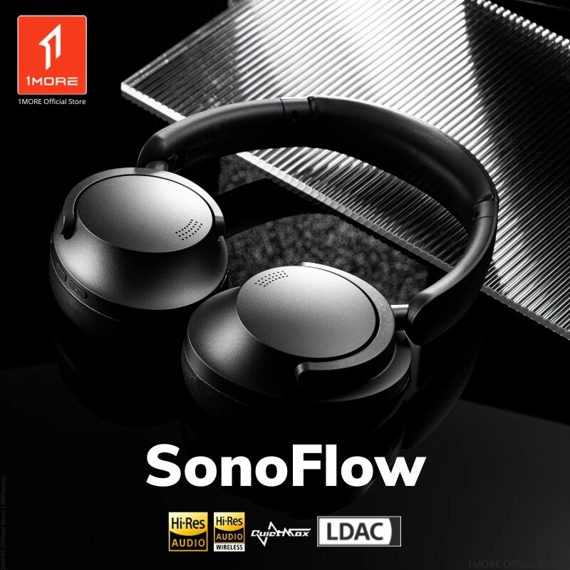 1MORE Sonoflow HC905 Wireless Bluetooth Active Noise Canceling Headphones, Hi-Res LDAC 70H Battery, Connect 2 Devices, 5 Mic