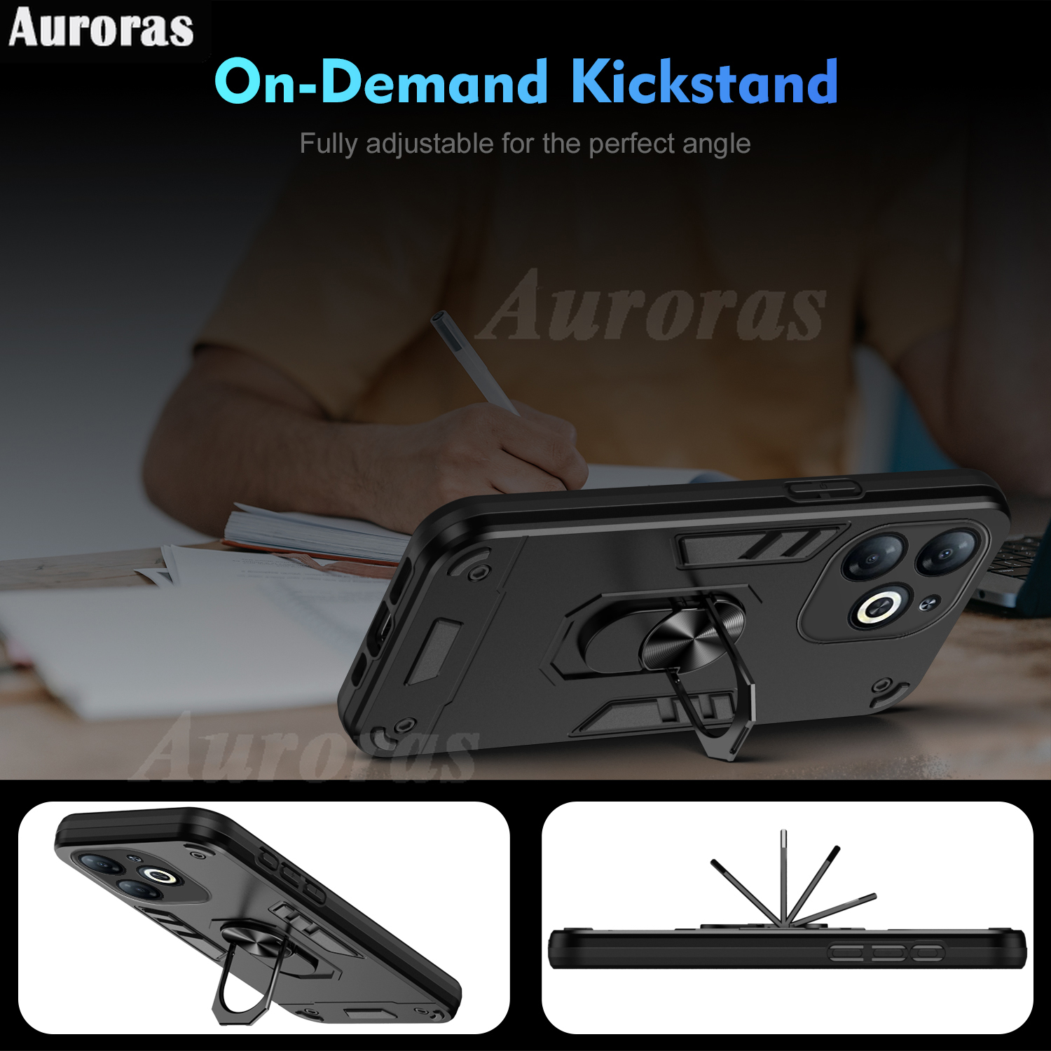 For Tecno Spark 20 20C Phone case Silicone Armor Metal Ring Stand Case Armor Back Protective Shockproof Hard Dual Layer for Tecno Spark 20C 20 Cover Casing HP. 